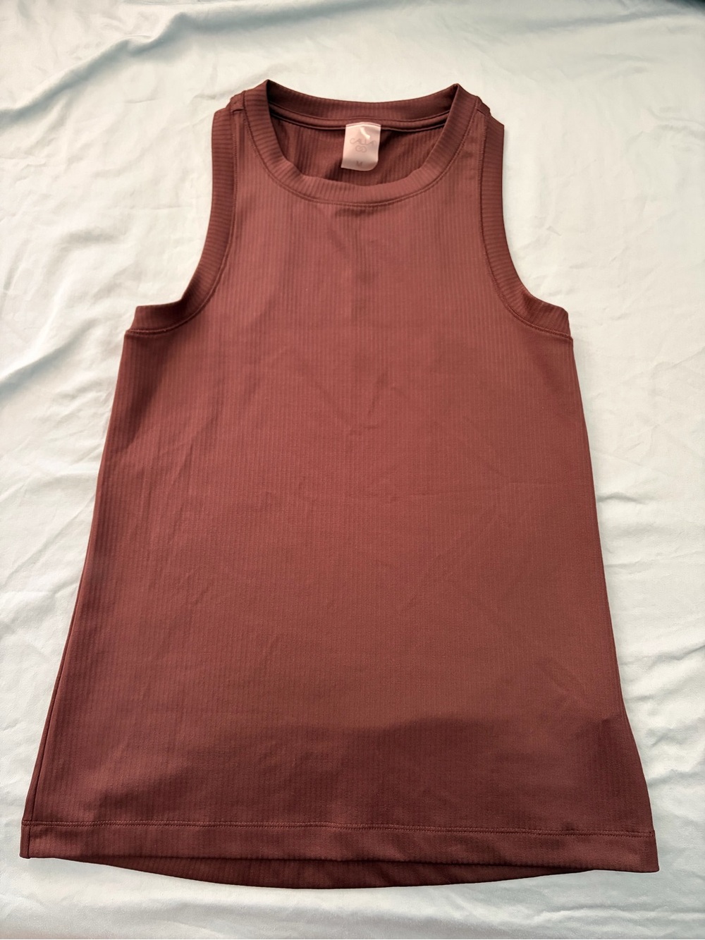 CALIA Ribbed Brown Tank Top